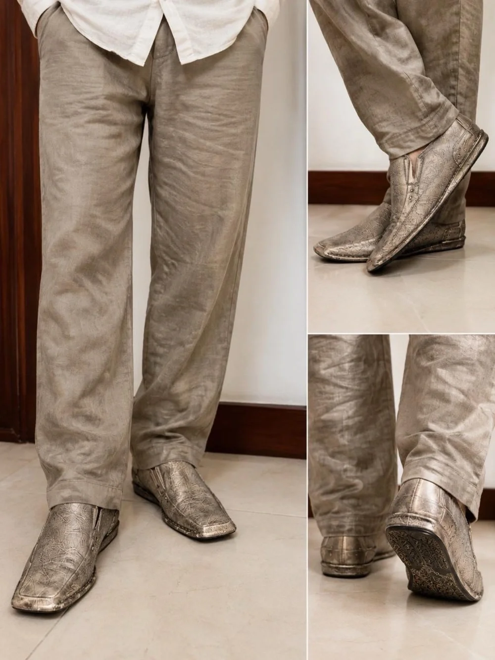 Delli Aldo Italian leather slip-on loafers in a stunning distressed bronze finis